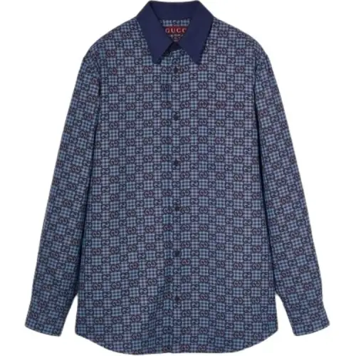 GUCCI Gg Vichy Cotton Wool Jacquard Shirt