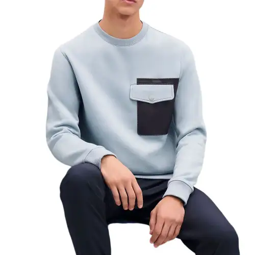HERMES Sweatshirts Men's Blue Crew Neck Moderate Regular