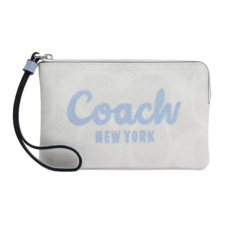 COACH Coated Canvas Clutch Small Women's Chalk & Blue