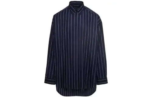 Balenciaga Logo Embroidered Striped Oversize Shirt