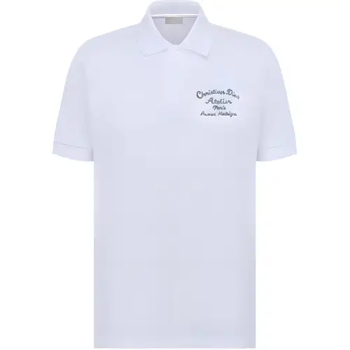 DIOR Quarterly New Products Polo Shirts Men's White Polo Collar Moderate Straight Fit