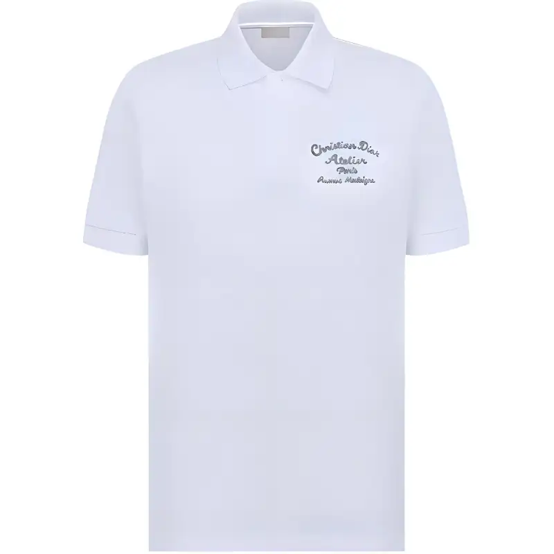 DIOR Quarterly New Products Polo Shirts Men's White Polo Collar Moderate Straight Fit