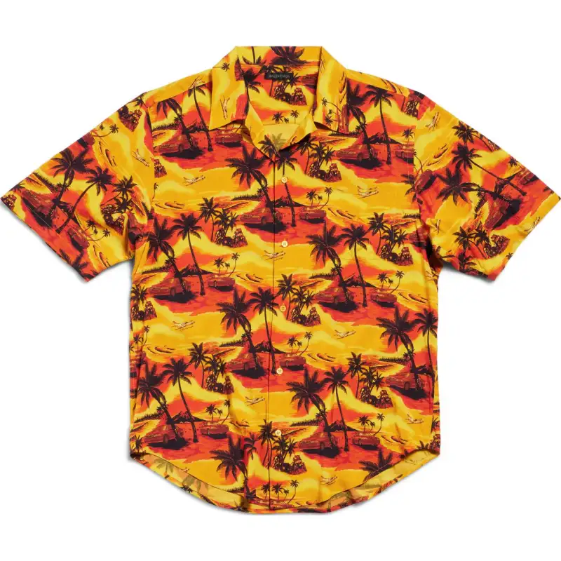 Balenciaga Hawaiian Car Printed Large Fit Shirt