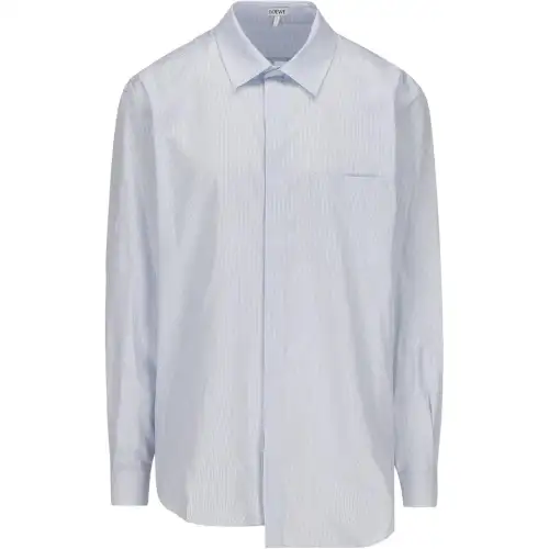 LOEWE Pinstriped Asymmetric Button-Up Shirt