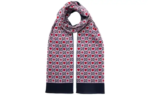 GUCCI Knit Scarves Women's Pink & Black