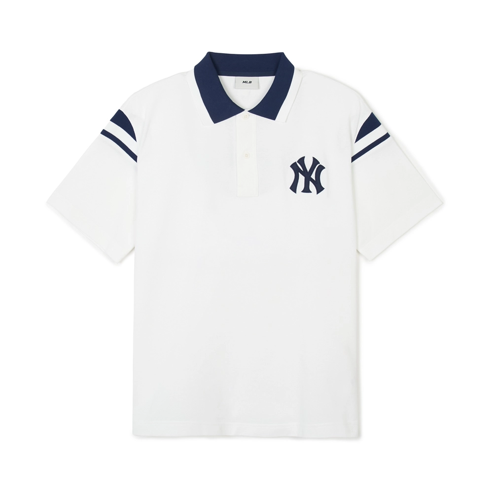 Футболка-поло MLB NY Yankees Stripe (слоновая кость)