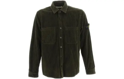 STONE ISLAND Shirts Men's Green Lapel Moderate Other