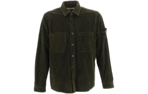 STONE ISLAND Shirts Men's Green Lapel Moderate Other