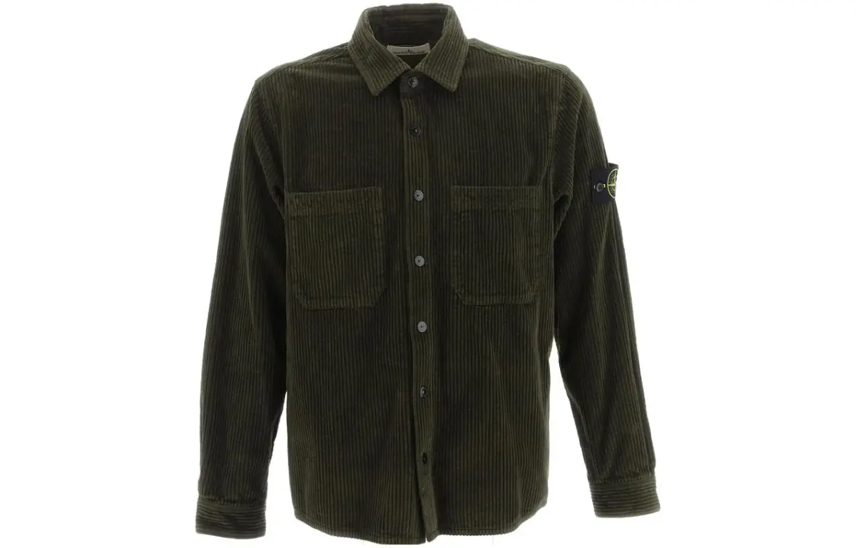 STONE ISLAND Shirts Men's Green Lapel Moderate Other