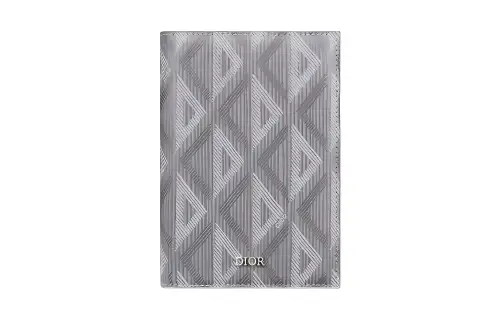 DIOR CD Diamond Canvas Passport Case Card Holder Wallet Passport Holder Men's Gray