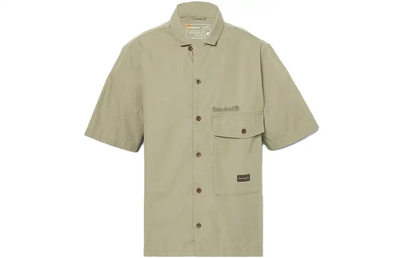Timberland Shirts Men's Green Cuban Collar Moderate Other