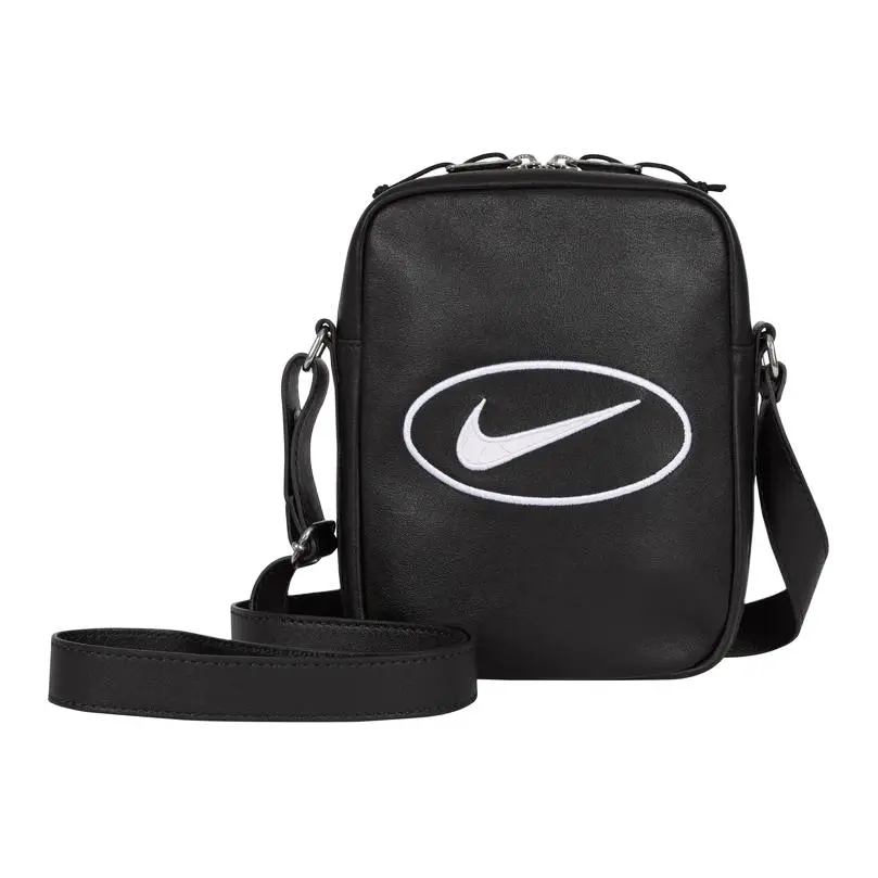Supreme Nike Collaboration Buffalo Leather Shoulder Bag, Crossbody Bag Unisex Black