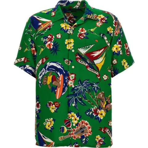 Polo Ralph Lauren Bear Surfer Printed Buttoned Shirt
