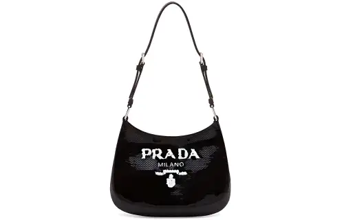 PRADA Cleo Cow Leather Handbag, Shoulder Bag Women's Black