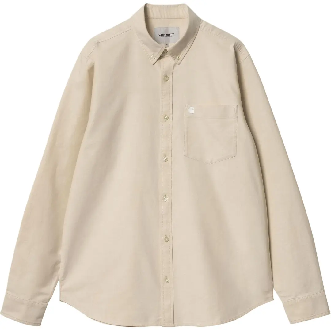 Carhartt WIP Shirts Unisex Corn Silk White Pointed Collar Moderate Other