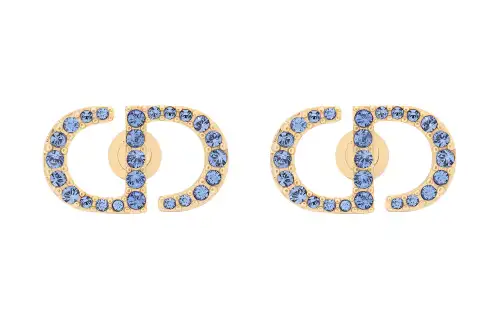 DIOR Metal, Crystal Stud Earrings Women's Gold