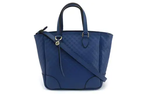 GUCCI Leather Tote Bag, Shopping Bag, One Shoulder Handbag, Crossbody Bag Small Women's Dark Blue