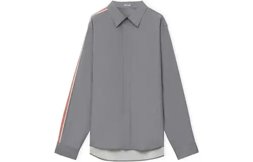 LOEWE Shirts Men's Gray Pointed Collar Moderate Other