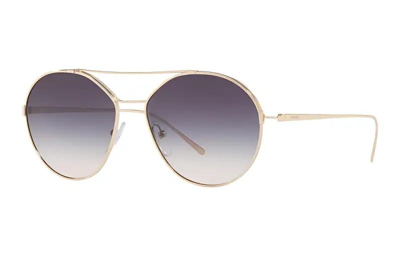 PRADA Metal Irregular Shape Sunglasses Unisex Gold