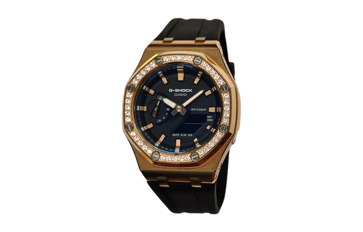 CASIO Custom Collection Electronic Movement Fluoroelastomer Strap Watch Men's Watches Black Dial