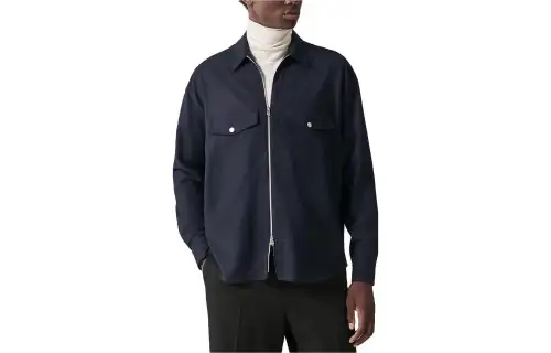 HERMES Shirts Men's Blue Lapel Moderate Other