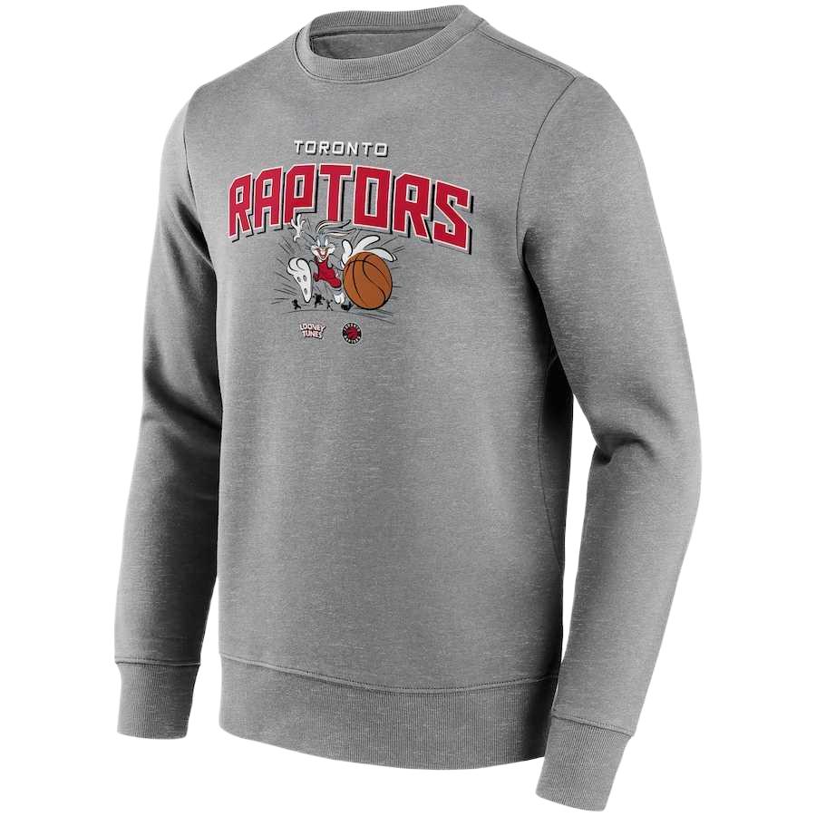 NBA Toronto Raptors Looney Tunes Bugs Bunny comfortable, soft and warm sports pullover crew neck sweatshirt for men gray