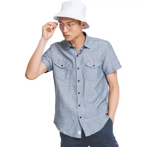 Timberland Shirts Men's Blue Lapel Moderate Shirt