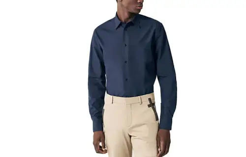 HERMES Shirts Men's Navy Blue Moderate