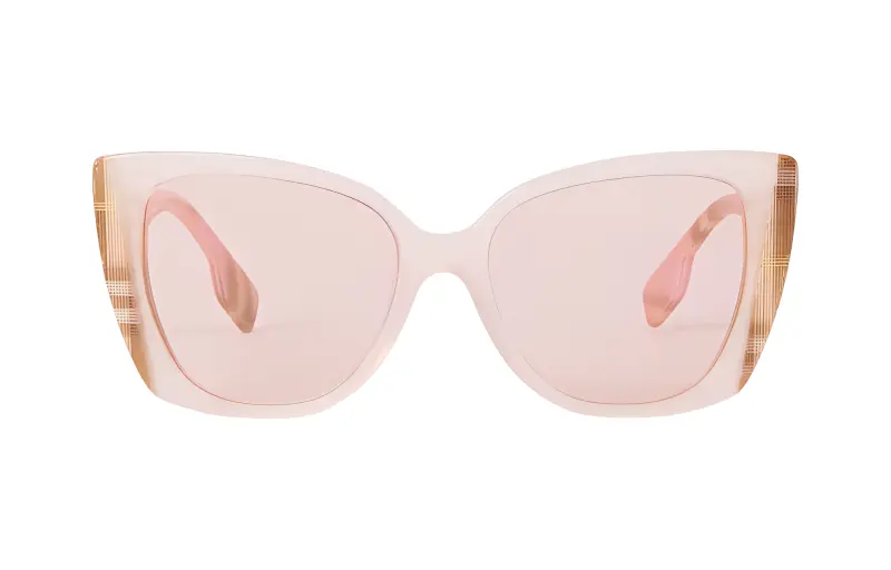 Burberry Plate Frame Irregular Shape Sunglasses Unisex Pink