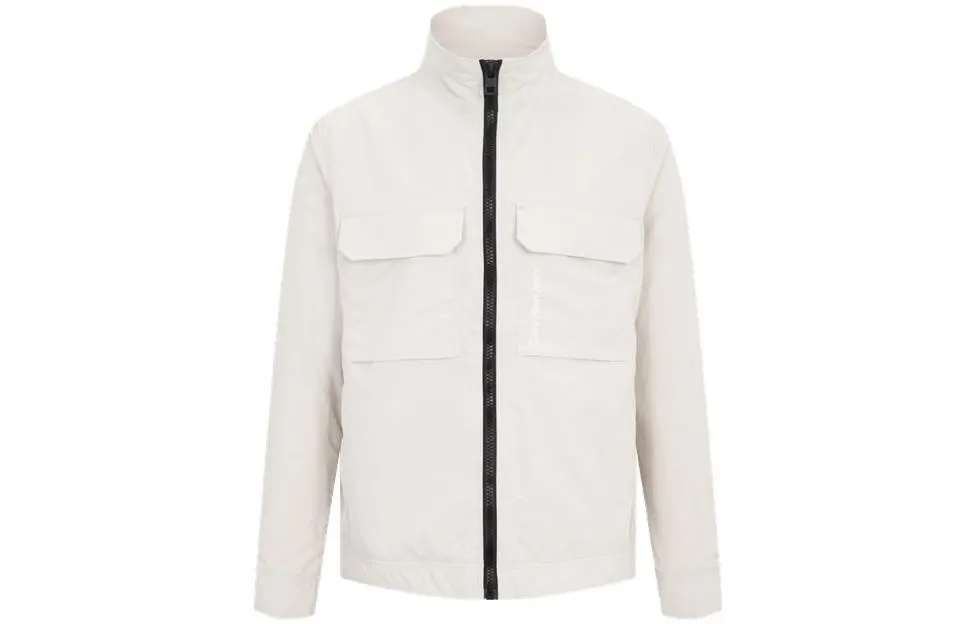 Calvin Klein Shirts Men's P06-Beige Stand Collar Moderate Workwear