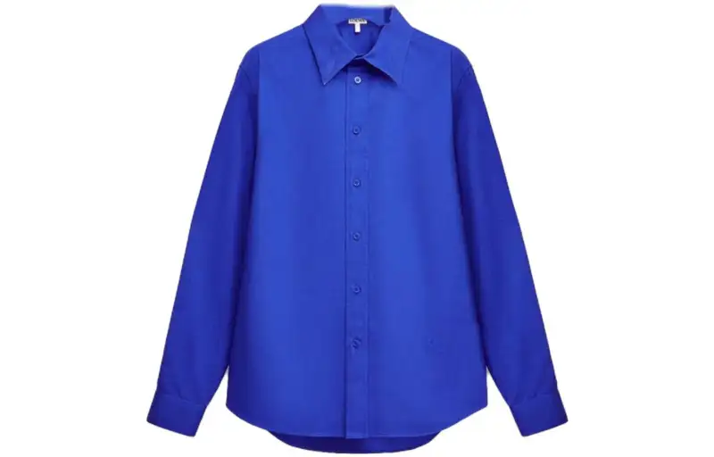 LOEWE Shirts Men's Blue Pointed Collar Moderate Other