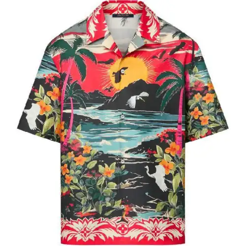 LOUIS VUITTON Printed Short-Sleeved Cotton Shirt