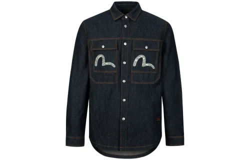 EVISU Cloud-pattern Seagull Embroidered Denim Shirt