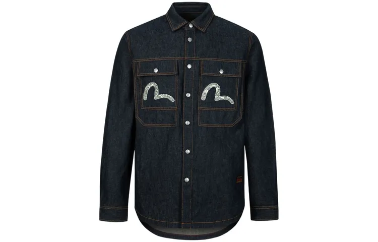 EVISU Cloud-pattern Seagull Embroidered Denim Shirt