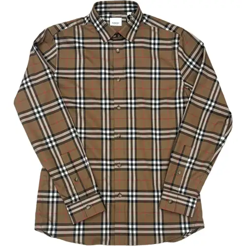 Burberry Shirts Men's Brown Lapel Moderate Shirt