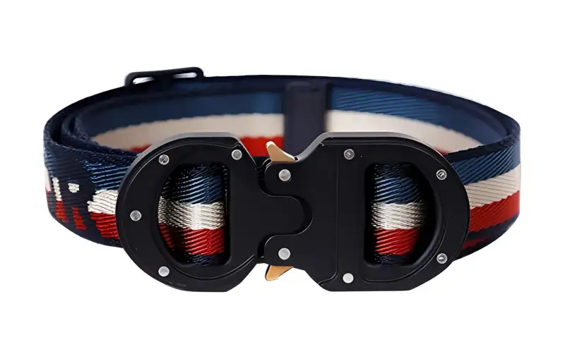 DIOR Polyamide Leather Belts Men's Red/White/Blue