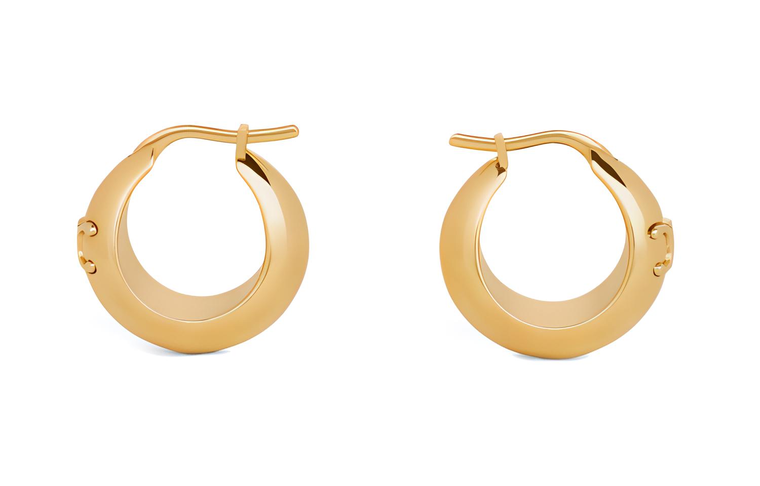 CELINE Triomphe Bold Hoops In Brass With Gold Finish