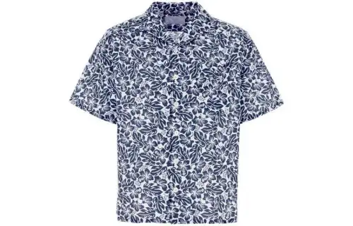 PRADA Shirts Men's Peacock Blue Lapel Moderate Other