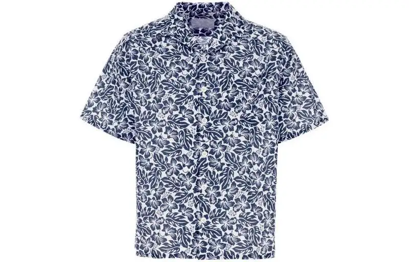 PRADA Shirts Men's Peacock Blue Lapel Moderate Other