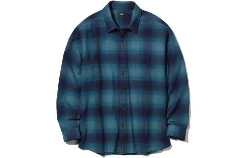 UNIQLO Shirts Unisex Lake Blue Pointed Collar Moderate Other