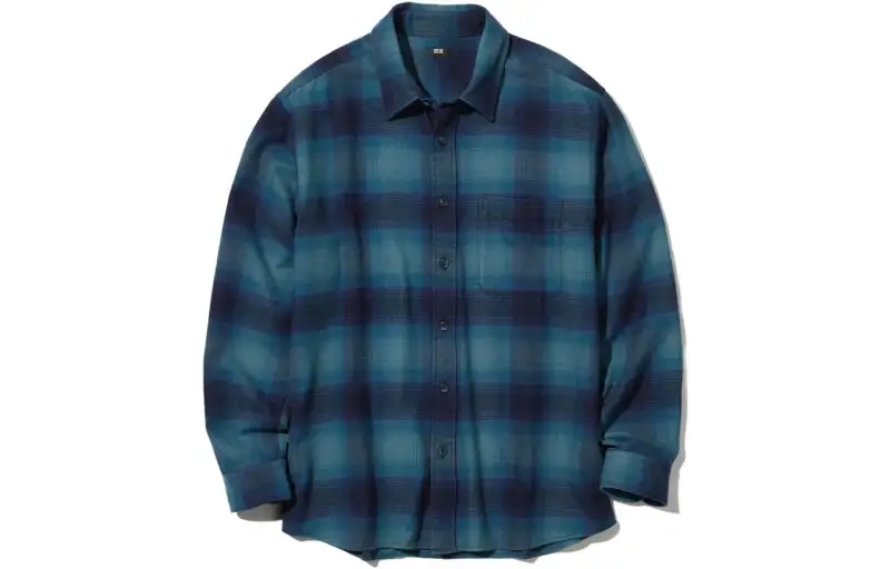 UNIQLO Shirts Unisex Lake Blue Pointed Collar Moderate Other