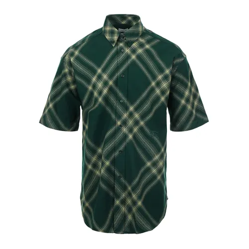 Burberry Checked Logo Embroidered Shirt