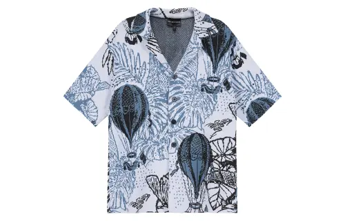 EMPORIO ARMANI Armani FW23 resort capsule series floral pattern all-over single-breasted casual short-sleeved shirt men's color