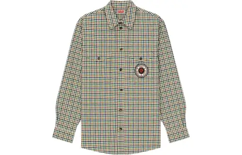 【Zoomed ImageryPrevious Season】checked logo-patch shirt