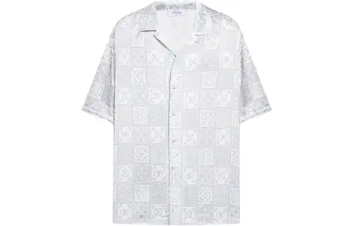 OFF WHITE Shirts Men's Ecru Cuban Collar Moderate Other