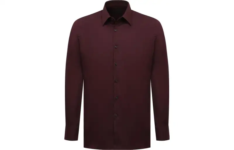PRADA Shirts Men's Burgundy Pointed Collar Moderate Shirt