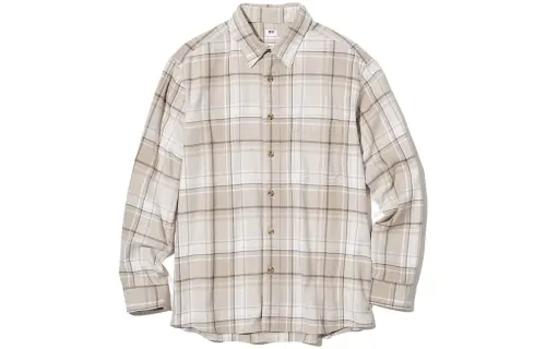 UNIQLO Shirts Unisex Beige Pointed Collar Moderate Other