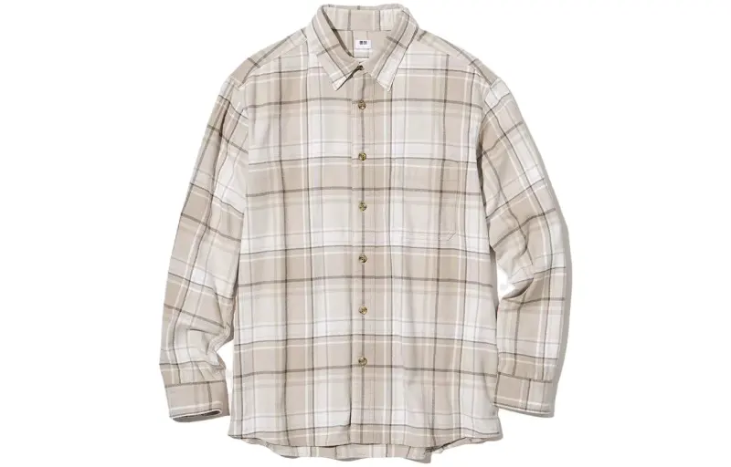 UNIQLO Shirts Unisex Beige Pointed Collar Moderate Other