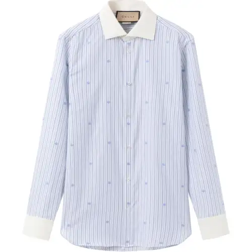GUCCI Shirts Men's Light Blue Square Collar Moderate Other