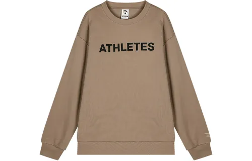 Anta Life Collection Letter Print Crew Neck Casual Loose Fit Fleece Lined Sweatshirt Unisex Withered Wood Brown
